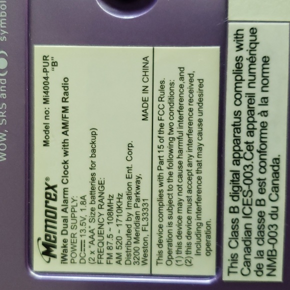 Memorex iWake Dual Alarm AM FM Radio and iPod Dock - Picture 4 of 4